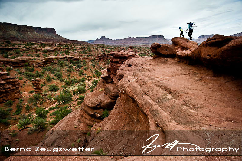 My family starting on the trail to the Fisher Towers, Utah