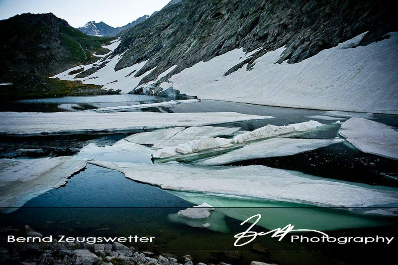 Icy lake in Cirque of the Towers, Wind River Range, Wyoming