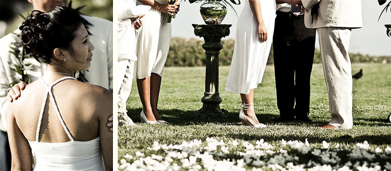 Close-up of Couple and shooting down the aisle