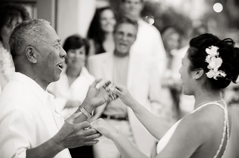 Bride and Father Dancing together after Sunset, Santa Barbara