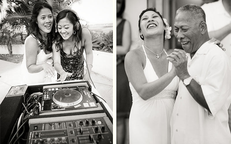 Two gorgeous Women playing DJ, Father - Daughter Dance