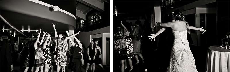 Girls jumping for the Bouquet and getting a big hug