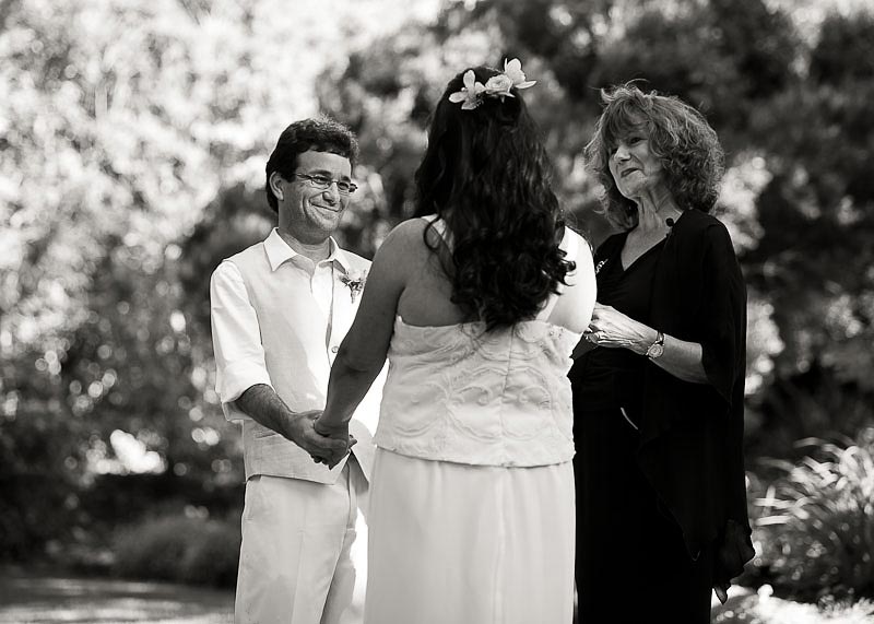 couple smiling during the wedding ceremony
