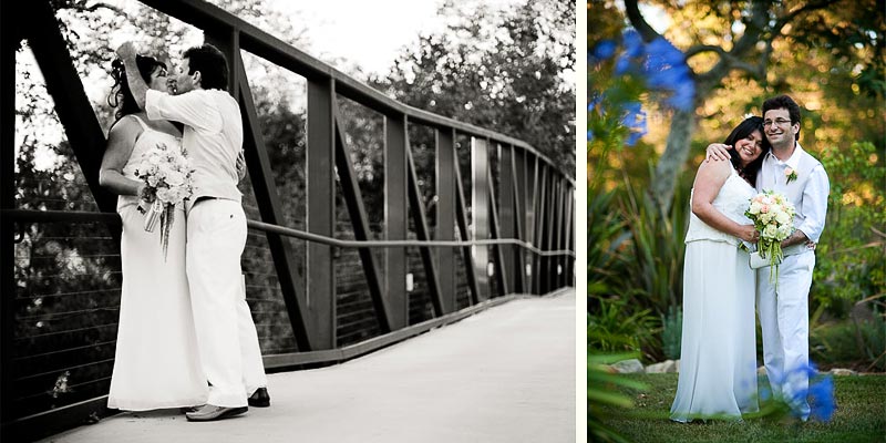 Portraits of the Couple on a Bridge and in a beautiful Garden
