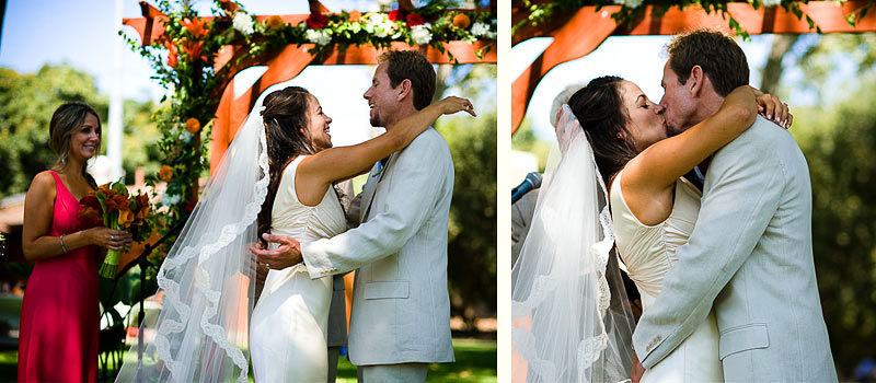 Happy Couple kissing in the Wedding Ceremony