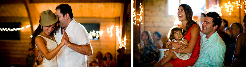 Bride with stylish Hat Dancing, laughing Family