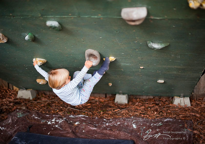 Child on climbing wall