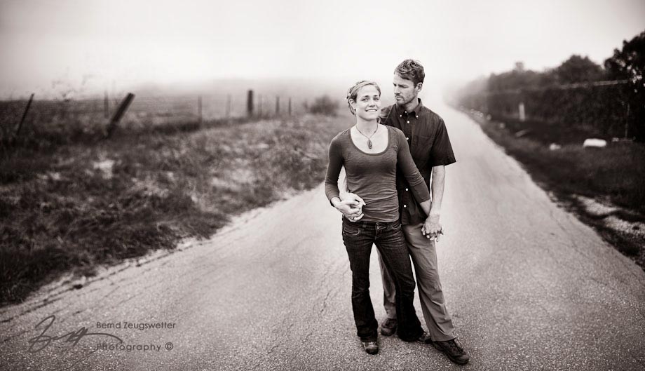 01 Newlywed Portraits Portrait of couple standing on country road, Santa Barbara
