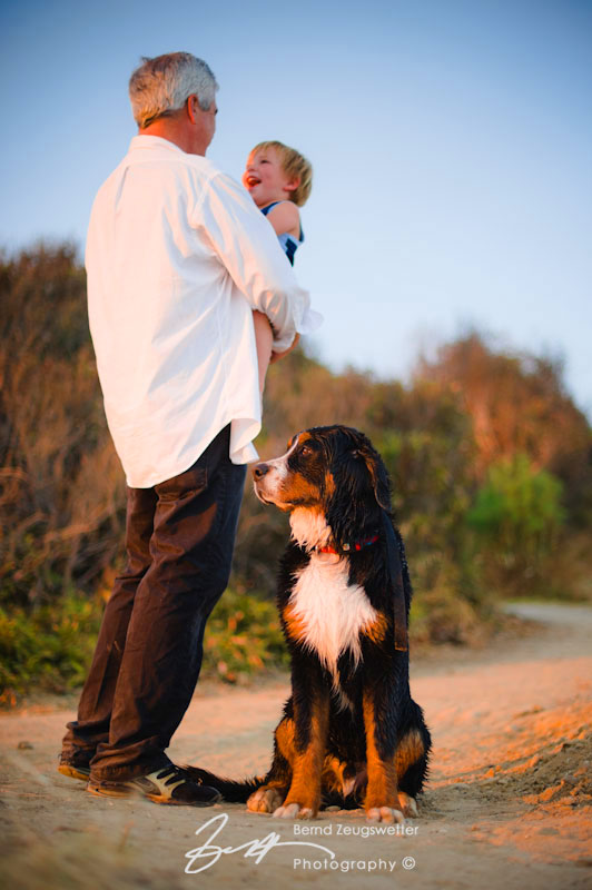 Father and Son and their big puppy dog, Goleta.