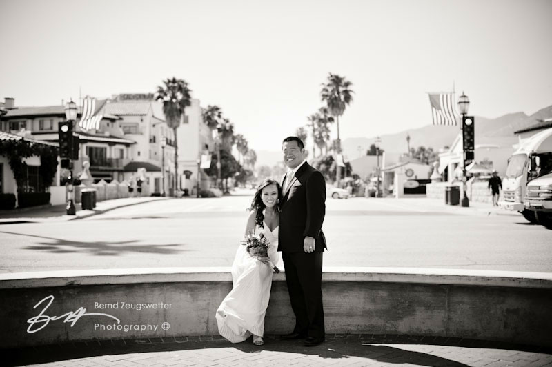 Bride and Groom at the start of Santa Barbara State Street.