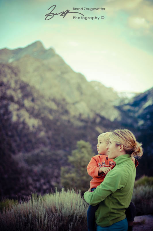 Mother and Child in mountains.