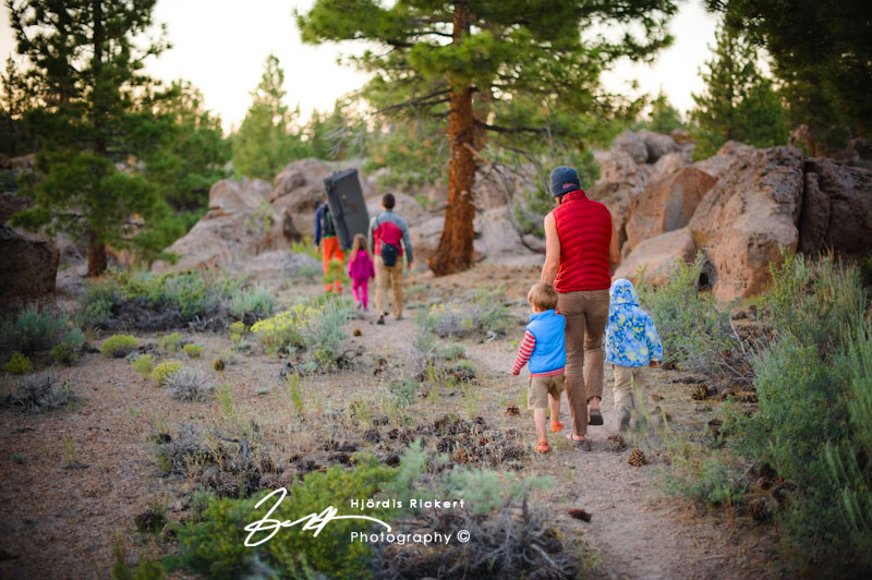 Two families heading back to camp after climbing.