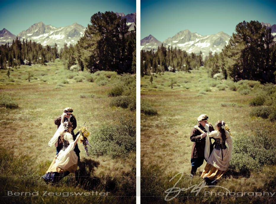 Bride and groom in Little Lakes Valley, Wedding Photography.