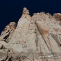 Looking up the steep pillar of Fourth Needle.