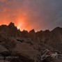 The Whitney Crest on fire at sunset.