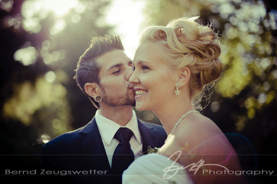 Close-up portrait of bride and groom