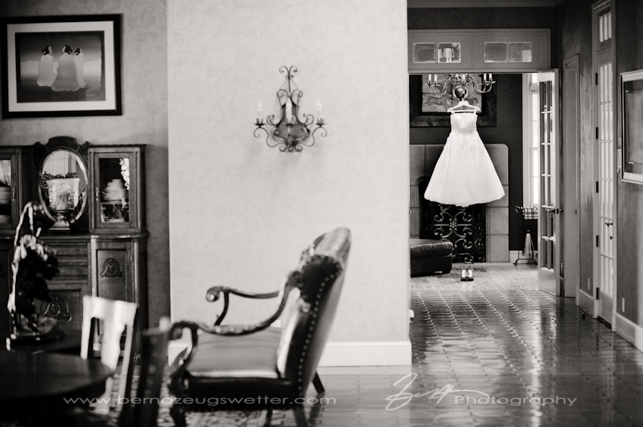 Shot of wedding dress in the classic Thomas Estate, Pleasanton, California.