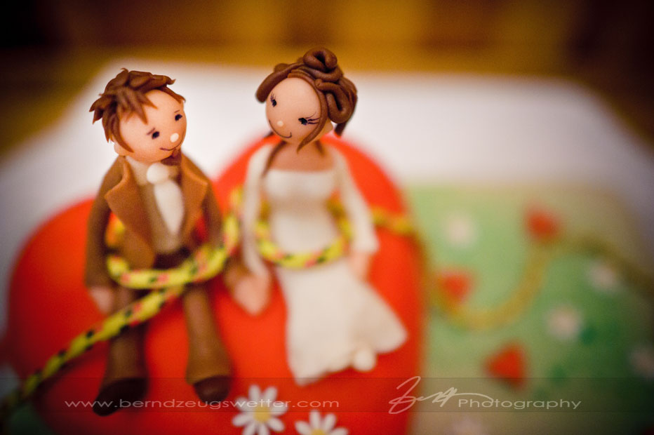 Detail of marzipan-covered wedding cake.