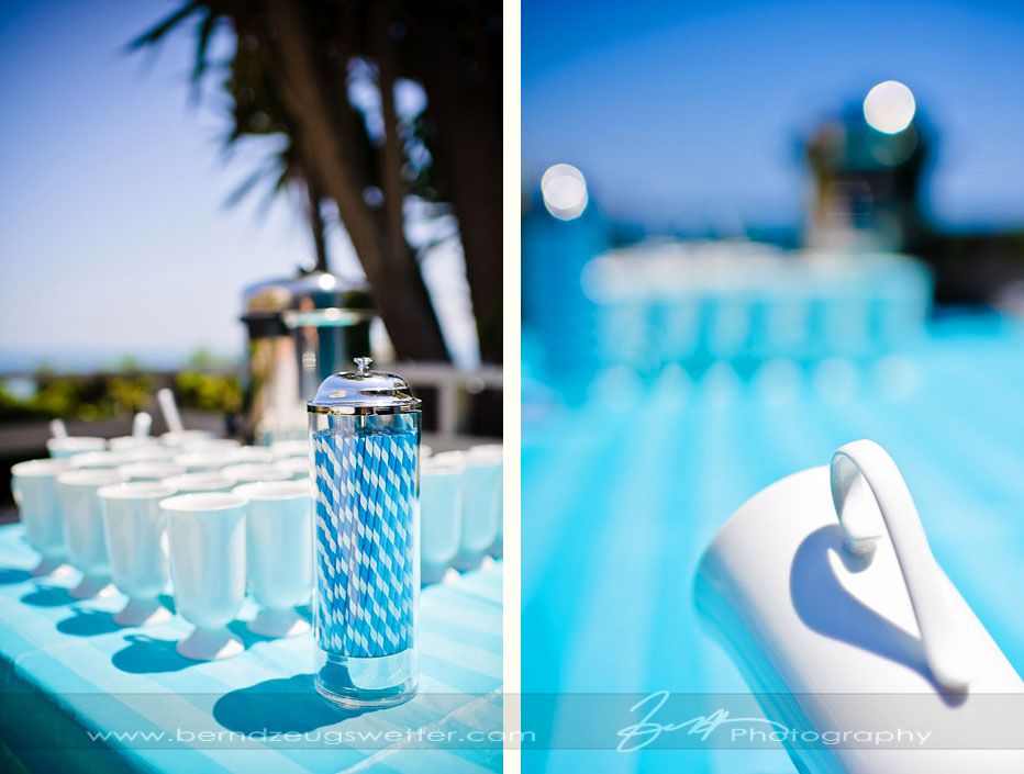 Details of wedding reception, Rincon Beach, Santa Barbara.