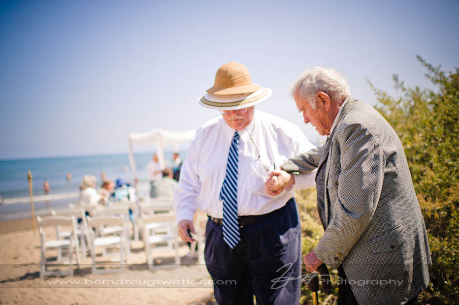 Wedding guests at Rincon Beach wedding, Santa Barbara.