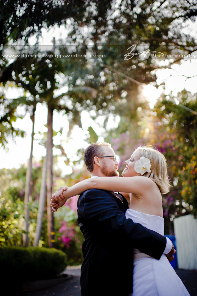 Bride and groom at Rincon Beach house, Carpinteria.