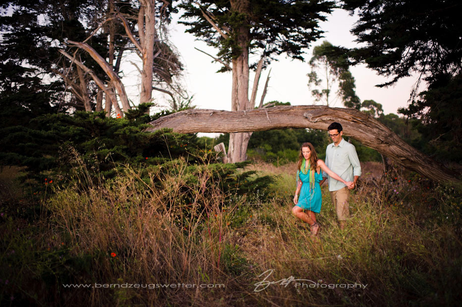 Couple walking at dusk, Douglas Family Preserve, Santa Barbara.