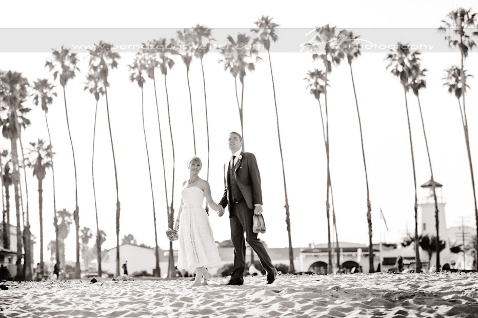 Bride and Groom at East Beach, Santa Barbara wedding photography.