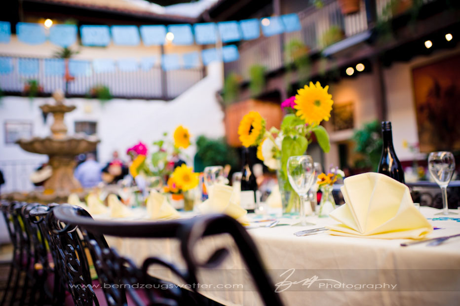 Detail of reception decorations at El Paseo Restaurant, Santa Barbara.