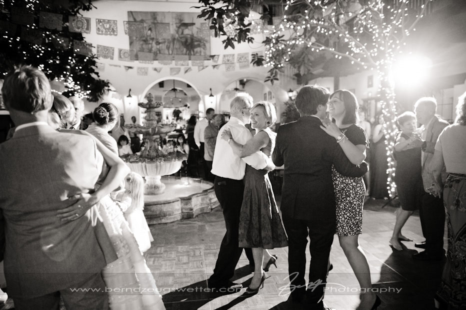Dancing at El Paseo Restaurant wedding reception, Santa Barbara wedding photographer.