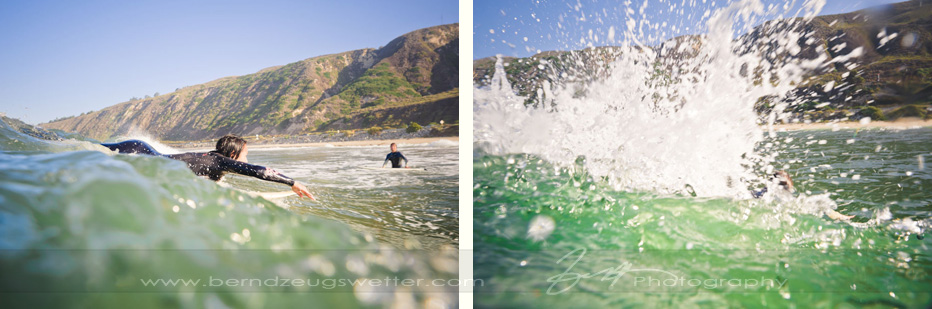Surfing near Santa Barbara, engagement photography.