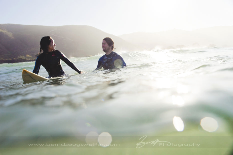 Engagement photography, surfing near Santa Barbara.