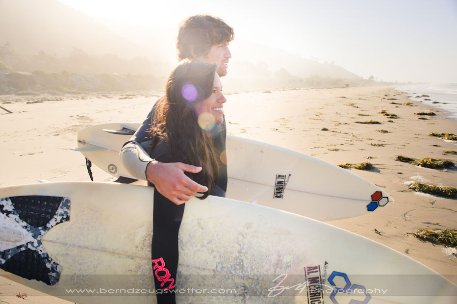 Surfing engagement photography, Santa Barbara.