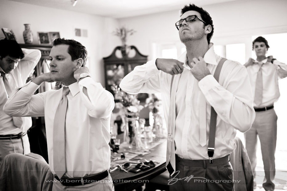 Groom and best-men getting ready, Santa Barbara.