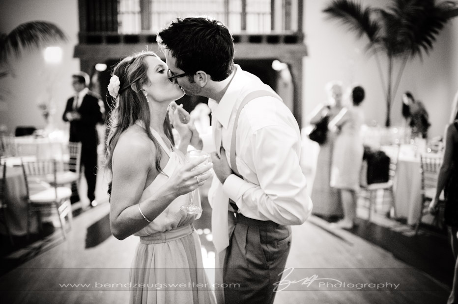 Bride and Groom kissing on the dance floor, Montecito Country Club.