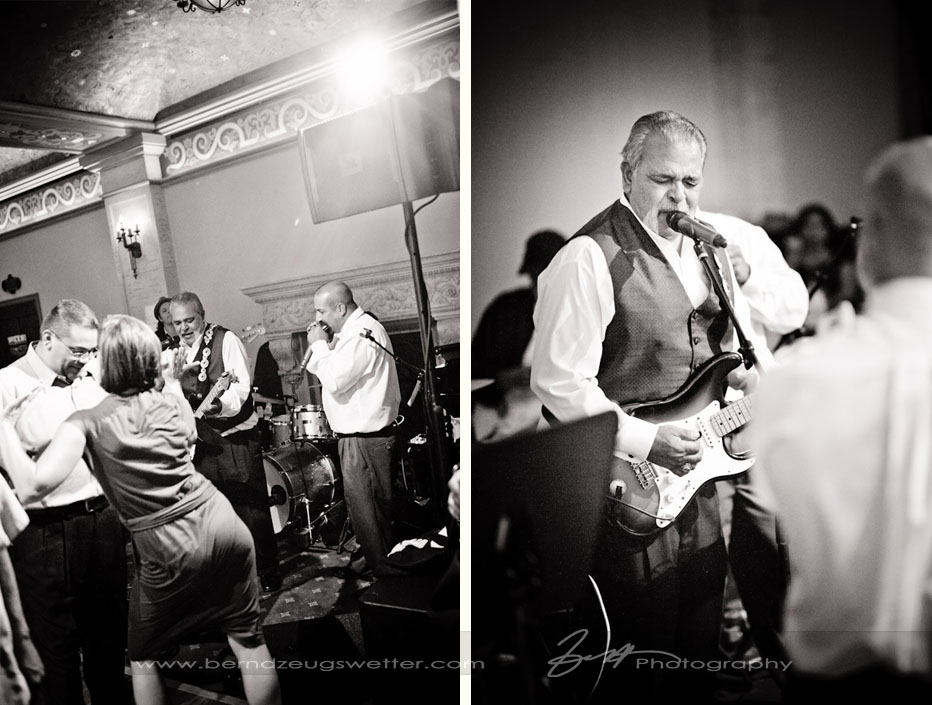 Live music and dancing at Granada Theater wedding, Santa Barbara.
