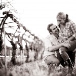 Engaged couple in the vineyard, Firestone Winery, Santa Ynez.