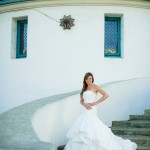 Bridal portrait on the stairs of the Santa Barbara Courthouse.