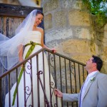 First meeting of couple before the wedding, Santa Barbara Mission.