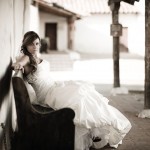 Bridal portrait at the Historic Santa Barbara Presidio.