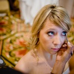 Bridesmaid getting her make-up done, Santa Barbara Biltmore.
