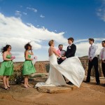 Wedding ceremony at Wedding Canyon Overlook, Colorado National Monument.