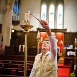 Preparing the church for the wedding ceremony, First United Methodist Church.