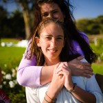 Mother and daughter in the Rose Garden, Santa Barbara.