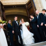 Bride and groom leaving the church, Santa Barbara.