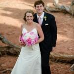Full-length portrait of the bride and groom.