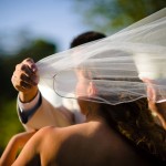 Adjusting the veil in the wind, Santa Barbara.