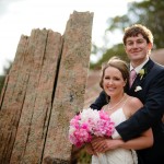 Portrait of the bride and groom with amazing rock formations.