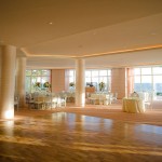 The Coral Casino at the Santa Barbara Biltmore set for wedding reception.