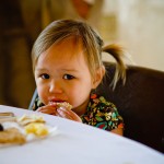 Portrait of child at the wedding reception.